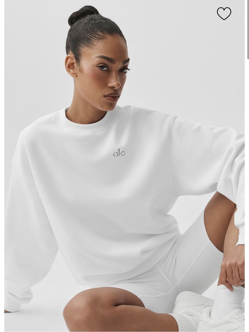 ALO Yoga White Relaxed Crewneck Sweatshirt